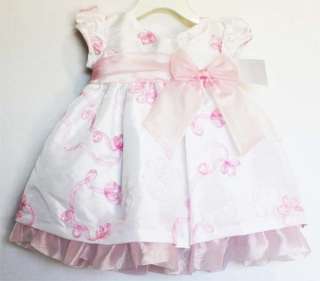 Bonnie Jean Infant Baby Girls White Taffeta Easter Spring Floral Dress 