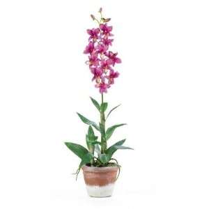   Dendrobium w/White Wash Pot Silk Flower Arrangement: Home & Kitchen