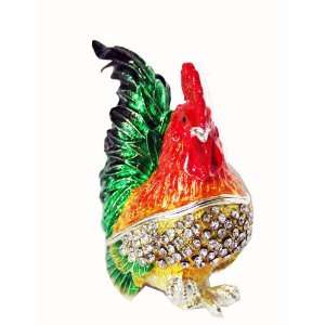    Colorful Bejeweled Rooster Pill Box Pill Box Toys & Games