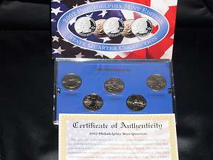2002 State Quarter Collection Philadelphia Mint Edition COA  