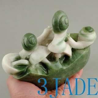 Natural Dushan Jade Carving / Sculpture Snails Statue  