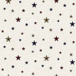   Star Toss Blue and Red on Beige Wallpaper in MyPad
