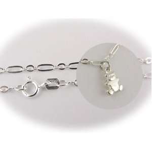   Silver Bear Charm Bracelet Nickel Free Italy 7.5 Inch Jewelry