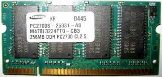 SAMSUNG M470L3224FT0 CB3 PC2700 DDR 333 SODIMM 256MB CL2.5 NOTEBOOK 