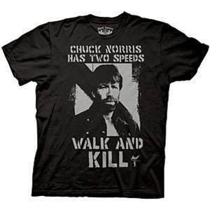  Chuck Norris Black Two Speeds T Shirt: Sports & Outdoors