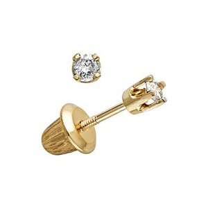 14kt. Yellow Gold, Childs Diamond Stud Earrings Jewelry