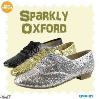   Sparkle Fashion Glitter Sneaker Flat Heel Almond Front Shoes  