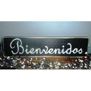   Chic Shabby Bienvenidos Welcome in Spanish Wood Sign: Home & Kitchen