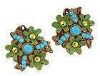 Michal Negrin Clip on Earrings Adorned with Turquoise, 