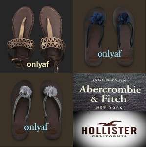NWT Abercrombie & Hollister Womens HERITAGE LEATHER FLIP FLOPS  