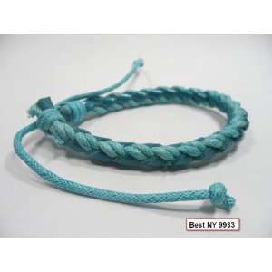  Handmade Turquoise Color Leather & String Bracelet  ST021 
