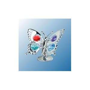 Chrome Plated Swallowtail Buttefly Free Standing   Multicolored 