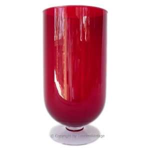    12 Ruby Red Glass Hurricane Vase / Centerpiece: Home & Kitchen
