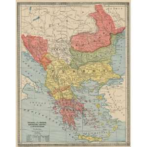   Antique Map of Turkey, Greece, Servia & Montenegro