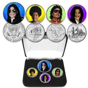    Four Piece Colorized Coin Set  Michael Jackson Toys & Games