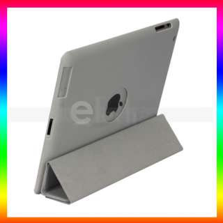   Magnetic Leather Smart Cover + Hard Back Case for Apple iPad 2 Grey
