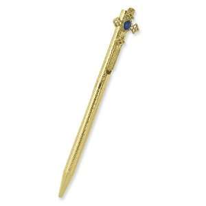  Gold tone Blue Crystal Cross Pen/Mixed Metal: Office 