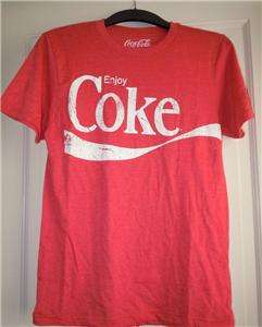 Mens Vintage Look Red ENJOY COKE Logo T Shirt Tee NWT  