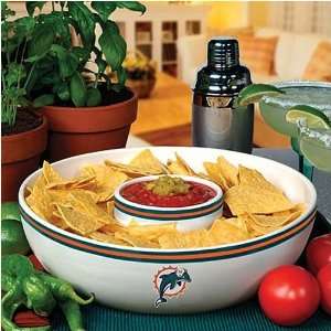  Miami Dolphins Chips & Dip Bowl Set: Sports & Outdoors