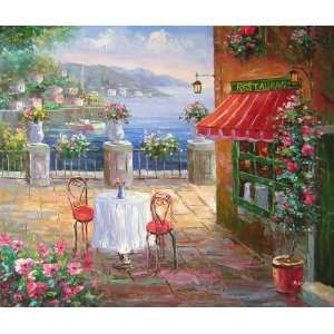   Painting   Café Italy   20x24   Hand Painted Canvas Art: Everything