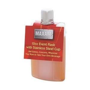  Maxam 12Oz Plastic Flask W Ss Cup 