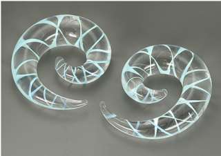 8g   1/2 Pyrex Glass AQUA Ribbon Spiral   Price Per 1  