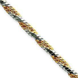 14k Two Tone Gold 1.9mm Twisted Curb Chain Necklace w/ Lobster Lengths 