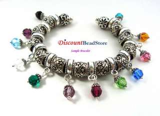 925 sterling silver Caprice bead charm cuff bangle Bracelet w 