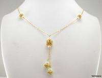 Genuine Pearl Bead   14k Solid Gold Estate Necklace A+  