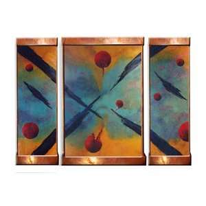 Indoor Copper Wall Fountain Sorcery Triptic Abstract 