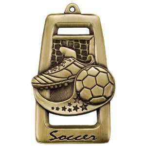  2 3/4 Gold   Silver   or Bronze Soccer Medals with Red 