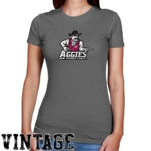 New Mexico State Aggies Ladies Charcoal Distressed Logo Vintage Slim 