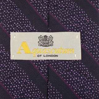 AQUASCUTUM Navy Purple Lilac Stripe Woven Tie EXC  