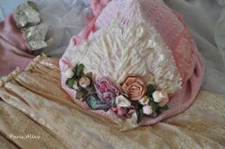 Rose Cake ~French Lace Dress, Teddy Bear & Hat Set 4 HIMSTEDT Doll 