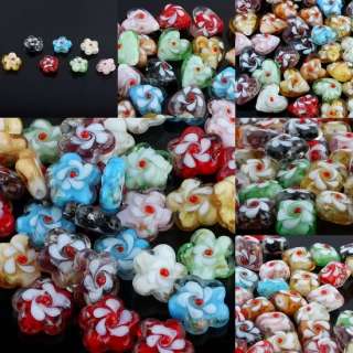 Wholesale Mix color Murano Lampwork Glass Flower Heart Square Loose 