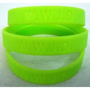  120 W.W.J.D. Silicone Wrist bands WWJD Neon Green 