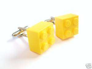 Yellow LEGO Brick CUFFLINKS Guy Gift Men Retro Fun  