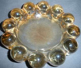 GLASS BALL EDGE IRRIDESCENT GOLD COLOR ASHTRAY VINTAGE  