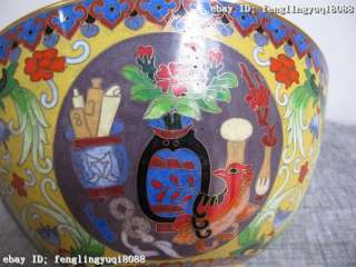 Chinese royal Pure Copper cloisonne enamel Gild Four Dragons bowl 