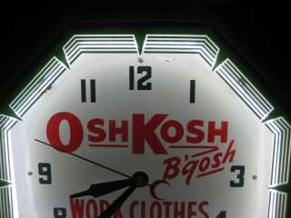 OSH KOSH B Gosh workwear NEON clock RARE Adv levi  