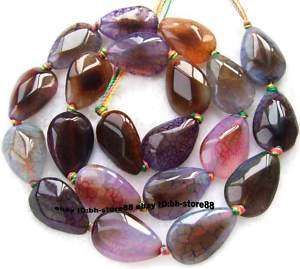 Crackle agate 12x17mm Flat Teardrop Faceted Beads 15  