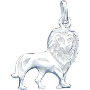 Sterling Silver Diamond Cut Lion Charm Jewelry