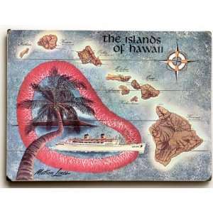 Wood Sign : The Islands of Hawaii Map: Home & Kitchen