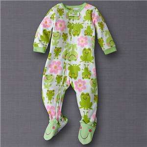 Carters Toddler Fleece FROG Pink Green Blanket Sleeper  