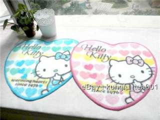 Pair Hello Kitty Heart Shape Car /Bath Mat Rug Carpet  