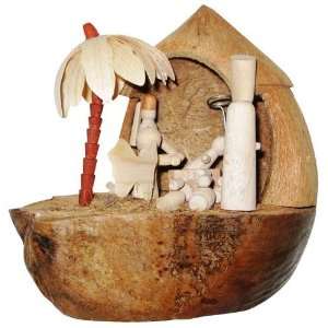 Hawaiian Coconut Creche Nativity Scene 7 inches 