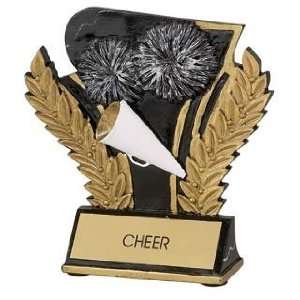 Cheerleading Trophies   Gold and Black 6 Inch Wreath Resin 