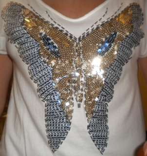 Forever 21 Butterfly Sequin Top Shirt Size Small  