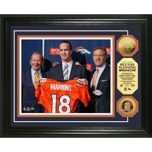  Peyton Manning Broncos Press Conference Gold Coin Photo 