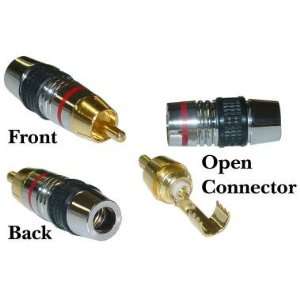  24K Gold Premium RCA Connector for 7mm Cable, Red Band 
